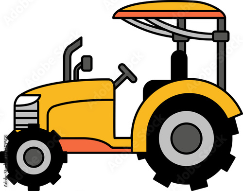 isolate illustration of a yellow tractor