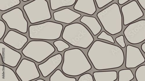 Seamless Cartoon Stone Wall Texture, Vector Cobblestone Pavement Background