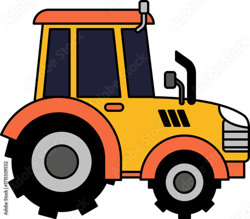 isolate illustration of a yellow tractor