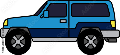 isolate illustration of A blue jeep