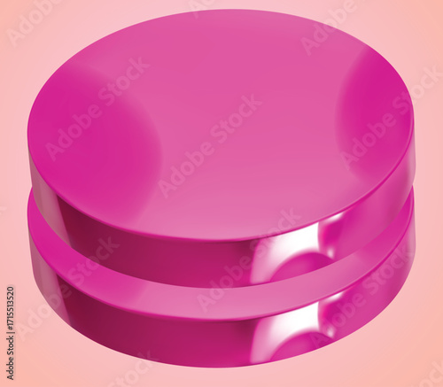 Fotografie A glossy, magenta-colored, disk-shaped object with a curved indentation