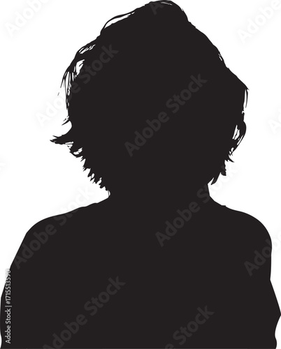 A high-contrast silhouette of a person from the back with tousled hair.