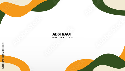Abstract shapes in green and yellow decorate a white background Free Vector