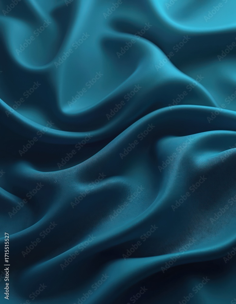 Obraz premium Flowing blue fabric textures create dynamic visuals with soft folds, subtle sheen. Textile offers tranquil ambience, fluid motion, graceful drape. Smooth surface, elegant contrast lend stylish,