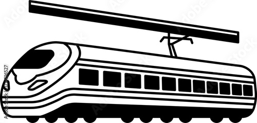black and white isolate illustration of A cartoon train