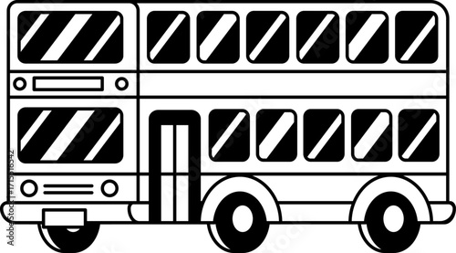 black and white isolate illustration of A double decker bus