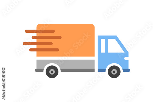 Delivery Van Colorful Ecommerce Business Icon Isolated Vector Illustration