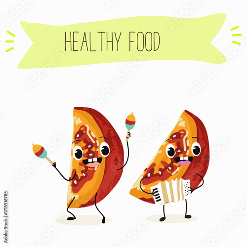 tamarillo or Solanum betaceum funny characters, hand drawn vector illustration.