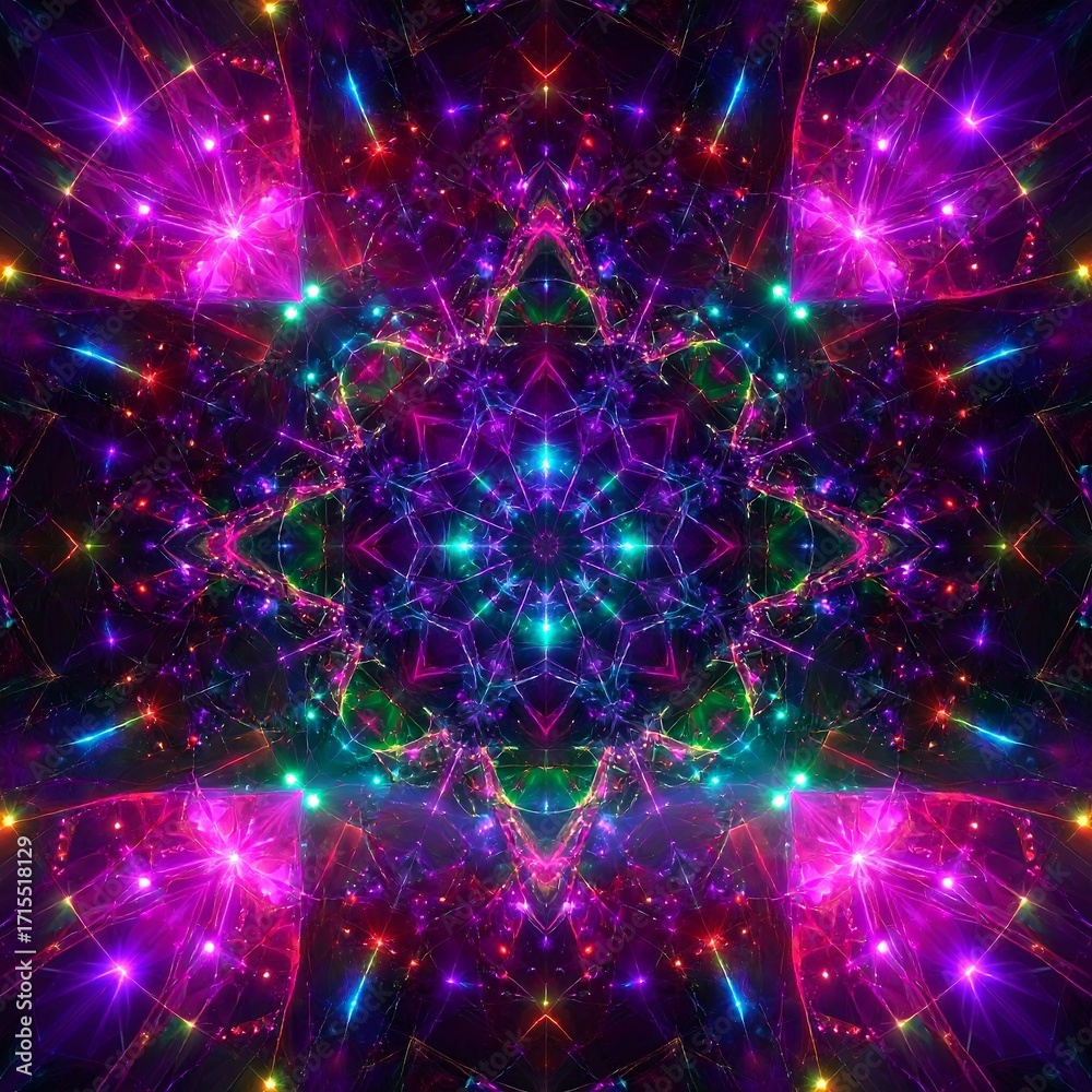Obraz premium Kaleidoscopic, vibrant, light pattern