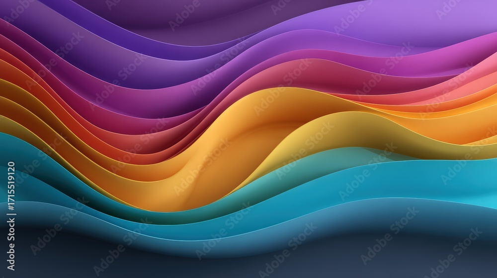 Obraz premium Colorful abstract wave design with flowing smooth lines in vibrant hues creating a dynamic modern background background image