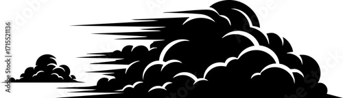 Dynamic stylized clouds with speed lines, perfect for conveying motion, energy, and impact