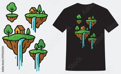 Sky Islands, Floating Fantasy Lands, Aerial Waterfalls, Surreal Island Dreams, Whimsical Sky Homes