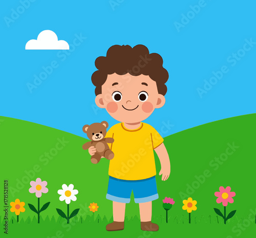 little boy with a flower