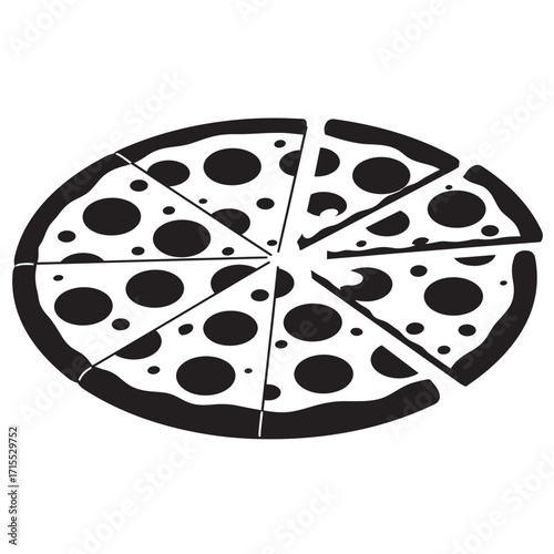 black and white silhouette of bakso vector on white background