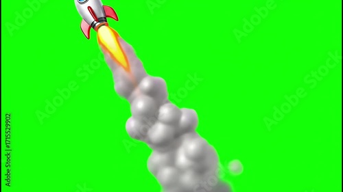 Launching Rocket on Green Screen Animated 3D