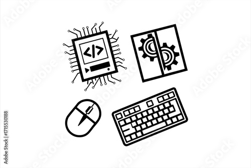 black coding icon on  white  background