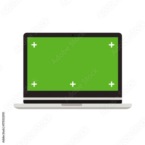 Laptop Computer with Green Screen Display.