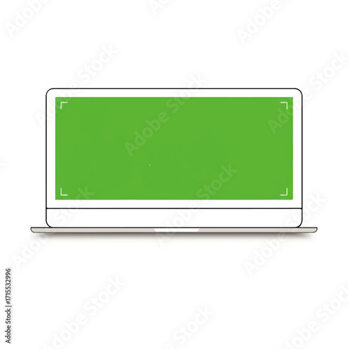 Laptop with Green Screen Mockup for Digital Content.