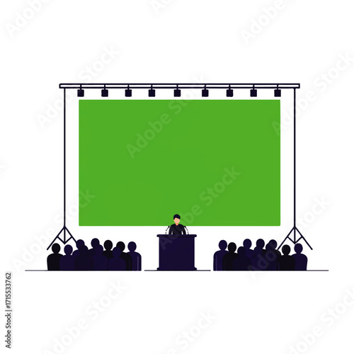 Speaker Presentation with Audience and Green Screen Stage.