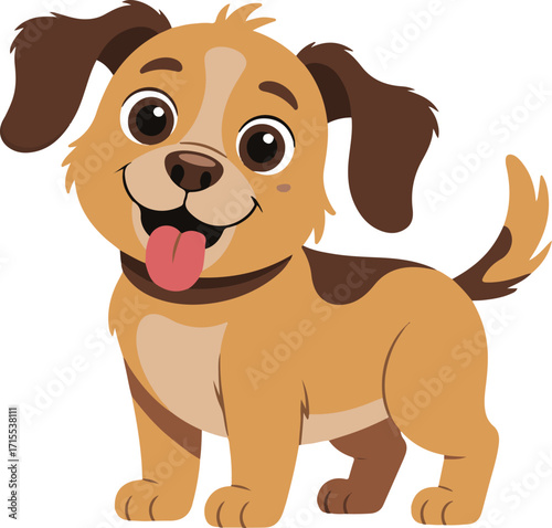 Adorable cartoon puppy dog with big floppy ears and a playful expression
