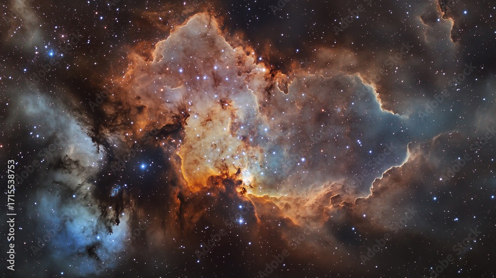 Obraz premium A mesmerizing view of the carina nebula, a vast starforming region in the milky way, showcasing its intricate clouds of gas and dust and brilliant stars
