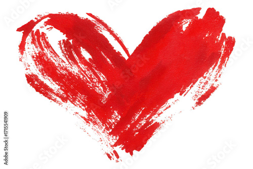 Bold red heart symbolizing love and passion on white background.