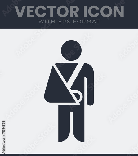 Man with broken arm sling simple icon