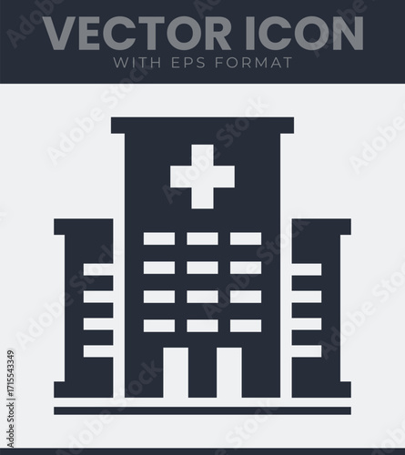 Modern hospital building simple medical icon
