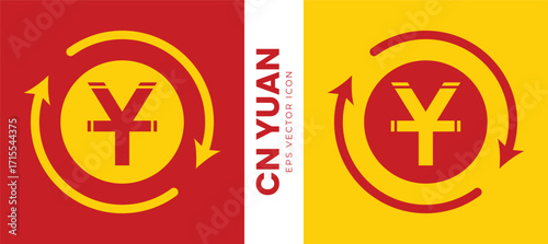 Yuan currency symbol with rotating arrows