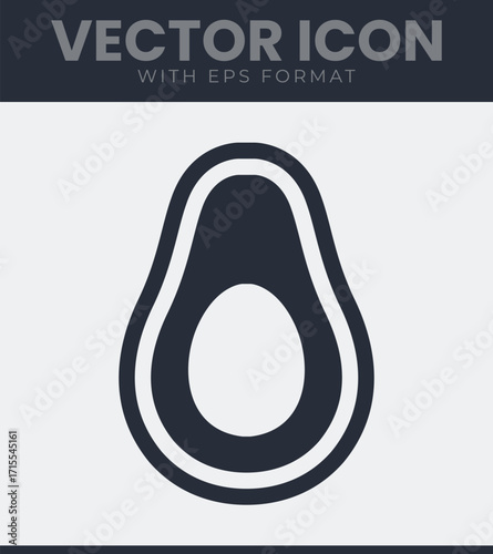 Simple avocado icon vector graphic food