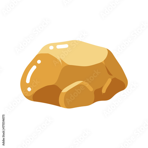 Golden Rock Symbol Icon Vector Illustration of a Shiny Mineral Deposit
