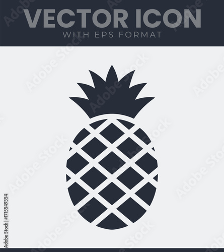 Simple pineapple vector icon for summer tropical designs