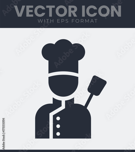 Chef icon cooking utensil vector art