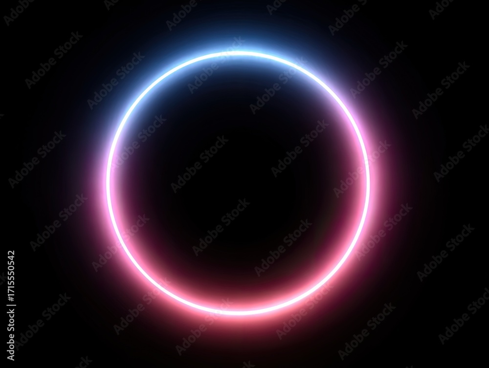Fototapeta premium Neon circle glow on black
