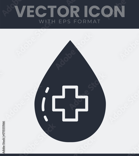 Blood drop medical cross icon vector graphic