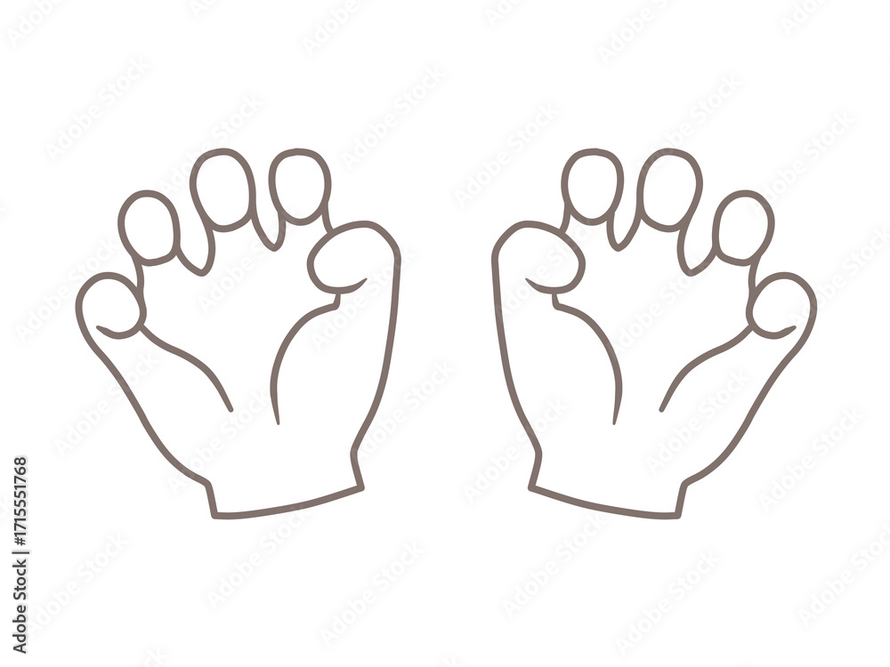 Obraz premium 手のイラスト「がおー!」白