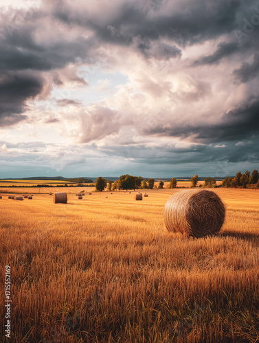 hay bales in the field