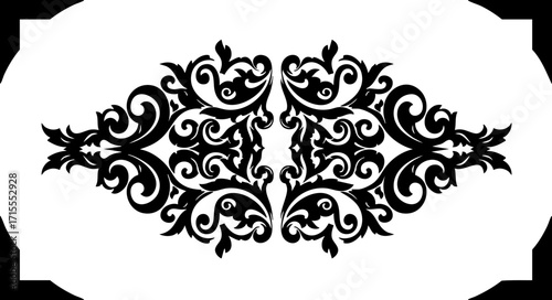 Elegant black ornate flourish design adds sophisticated vintage charm to any creative project
