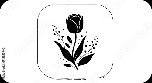 Elegant single tulip blossom with delicate foliage, a timeless symbol of natural beauty and spring.