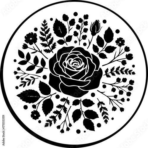 Elegant floral rose emblem design for sophisticated branding and decorative projects