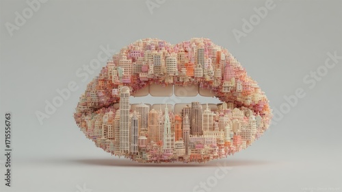Lips shaped like a city