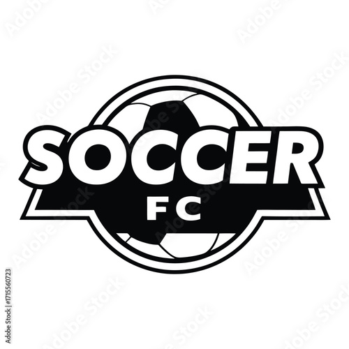 Classic soccer fc logo design featuring a football and bold typography crest