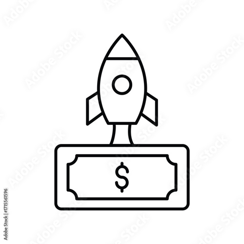 Startup Investment thinline icon , vector, pixel perfect, illustrator file 
