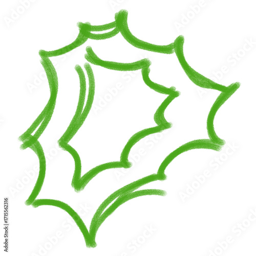 Stylized Green Holly Leaf