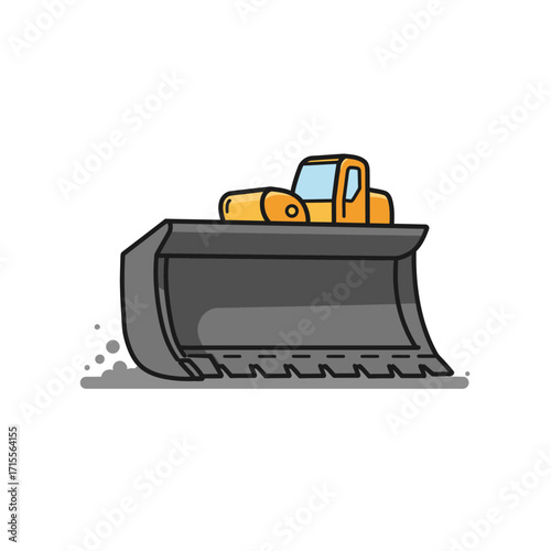 Excavator Bucket Symbol Icon Vector Illustration - Heavy Equipment Scoop For Mining And Construction Industry