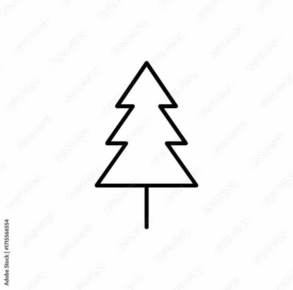 Fototapeta premium Pine Tree Icon – Minimalist Line Vector Silhouette