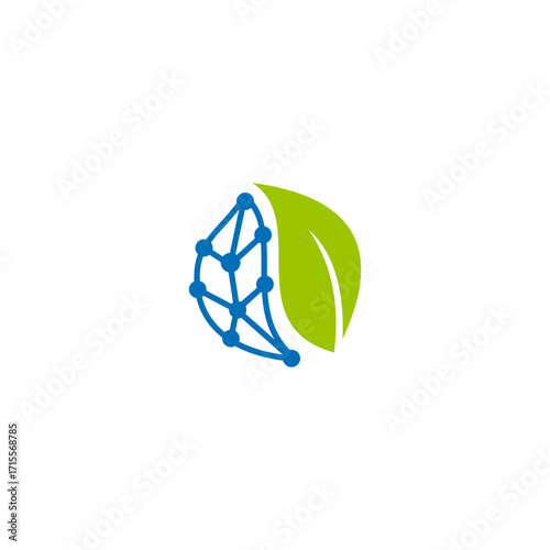 leaf and chemistry logo vector icon
