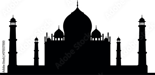 Taj mahal silhouette india landmark architecture tourism travel iconic monument vector