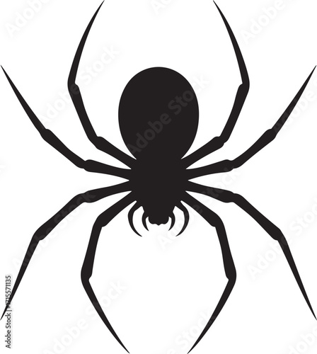 Minimalist Geometric Spider Silhouette  Black and White Vector Illustration