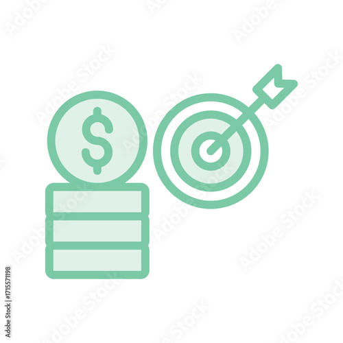 Financial Goals duotone line icon , vector, pixel perfect, illustrator file 
